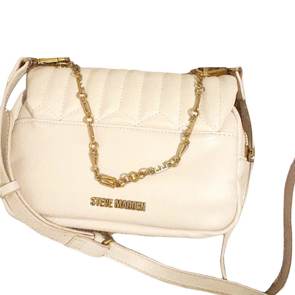Steve Madden Quilted Chain shoulder‎ or Crossbody Bag – Ivory